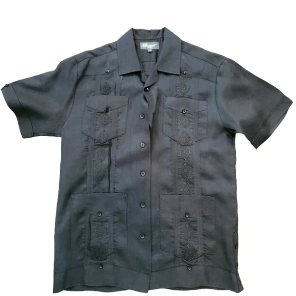 Black Guayabera Succeso UOMO By Phita - Picture 1 of 4